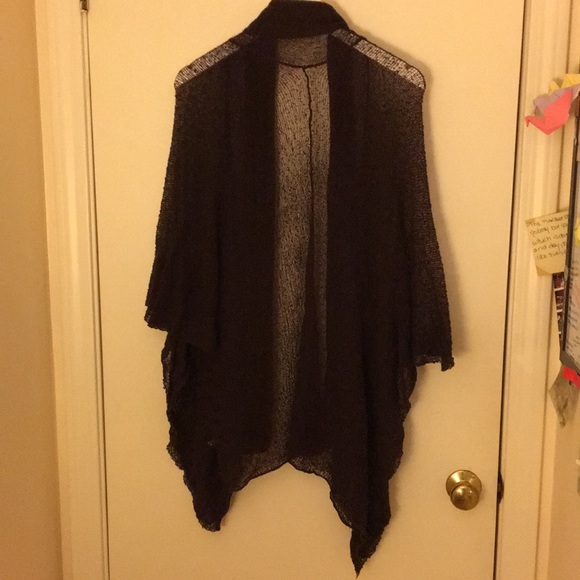 Brown Woven Knit Mesh Open Cardigan Shawl - Picture 4 of 5